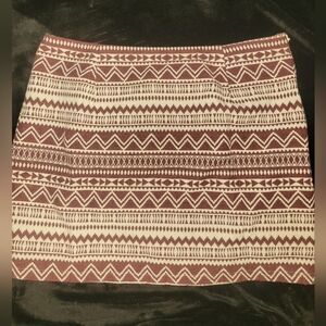 Forever 21 Cream and Brown Mini Pencil Skirt